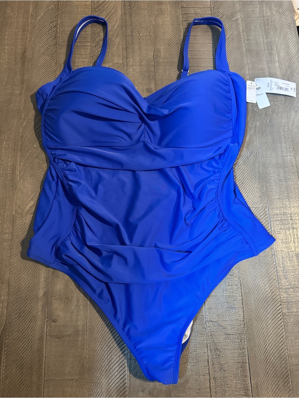 NWT Liz Claiborne Womens Sapphire Ruched One Piece Swimsuit 24W - Picture 3 of 11